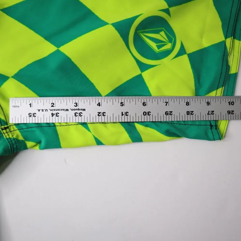 Volcom Board Shorts 36 Blue Green Diamond Back Pocket Stretch Swim Trunks Bright - Picture 8 of 8